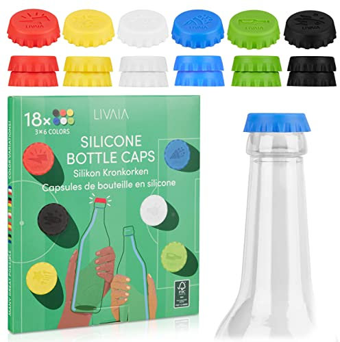 LIVAIA Tappi per bottiglie di vino - Tappi di sughero, tappi di bottiglia in silicone - Tappi salvafreschezza - Adatti per vino, birra, acqua e altro - Lavabili e versatili - Set di 18 pezzi