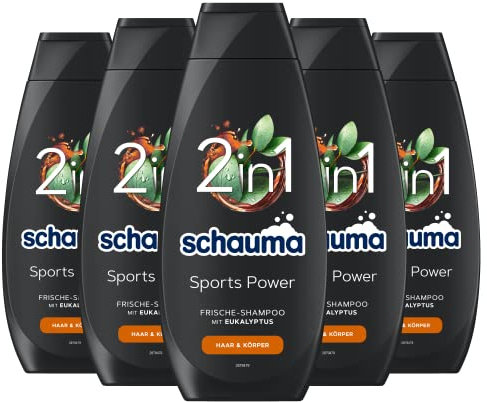Schwarzkopf Schauma 2in1 Frische-Shampoo Sports Power (400 ml), Haarshampoo mit belebender Formel für Haar & Körper, Shampoo kräftigt das Haar und verleiht einen Frische-Kick