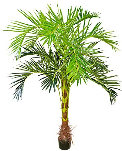Decovego Künstliche Palme groß Kunstpalme Kunstpflanze Palme künstlich wie echt Plastikpflanze Arekapalme 180 cm hoch Balkon Deko Dekoration