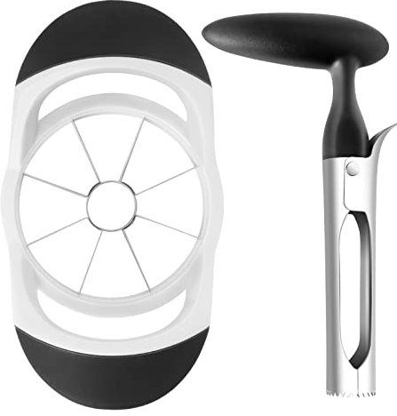 Asdirne Apple Slicer & Corer Set, Apple Cutter and Fruit Slicer with Sharp Stainless Steel Blades and Ergonomic Non-Slip Handles, Ideal for Cutting a Wide Range of Fruits, Black