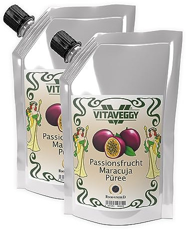 VITAVEGGY Frucht-Püree MARACUJA-PASSIONSFRUCHT 2x 1kg von Food-United passion-fruit-puree für Maracuja-Saft-Smoothie Passionsfrucht-Sorbet-Schorle-Cocktail ohne Aroma- Farb- & Konservierungsmittel (2)