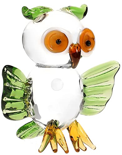 EXCEART Geblasenes Glas Figur Feng Shui Kristall Eule Statue Miniatur Tierkunst Briefbeschwerer Sammlerstück Skulptur Geschenk Tischdekoration