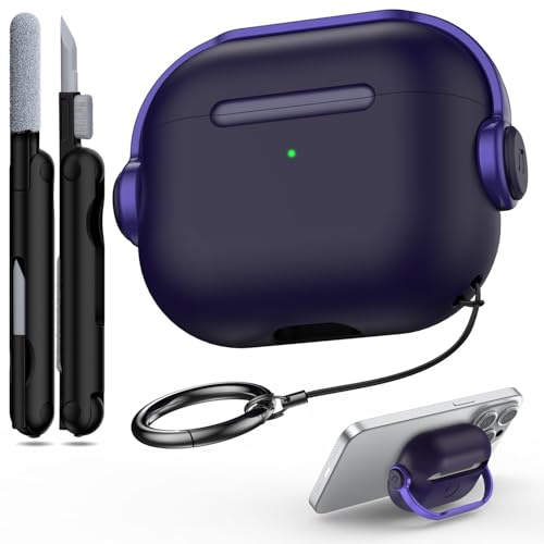 R-fun Kompatibel mit Airpods 3rd Generation Case mit Secure Lock, Musik Headset Kopfhörer Schutzhülle mit Reinigungsset Kompatibel mit Apple Airpods 3 2021 Ladecase,Lila