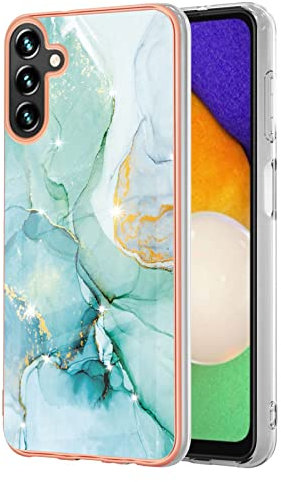 Knoowcase for Honor 90 Lite Case Marble Silicone Phone Case Shockproof Glitter Plated Gold Edges Protective Flexible TPU Rubber Skin Bumper Cover for Honor 90 Lite Girls Women, Green