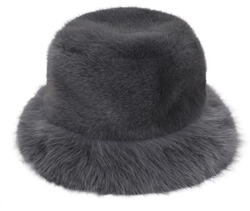 NICEYEA Damen Pelzmütze Fellmütze Plüsch Fischermütze Kunstfell Wintermütze Faux Fuchs Ohrenwärmer Mütze Fellmütze Vlies Pelzmütze Wintermütze Damenmütze Eleganter Kosakenstil
