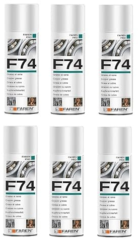 Faren F74 Grasso al Rame Spray, Lubrificante al Rame Antigrippante per Alte Temperature, Resistenza a Chimici e Acqua Salata, Prevenzione Usura Componenti, 400ml (6)