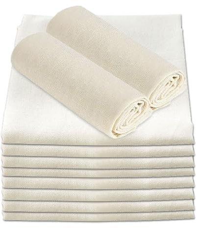 TSHAOUN 10 Stück Passiertuch 40x40cm Käsetuch Nussmilchbeutel Waschbar, Hochwertige Wiederverwendbar Käsetücher zum Abseihen, Hochtemperaturbeständiges Baumwolle Tuch für Käse Joghurt Backen