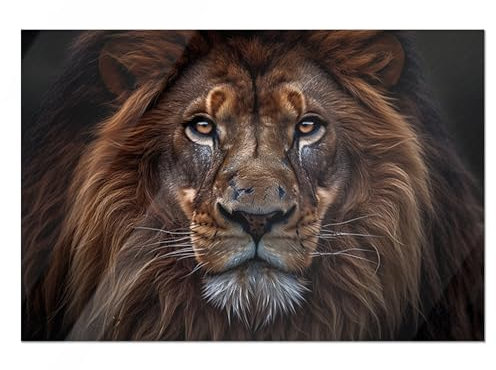 GRAZDesign Glasbild Löwe Tier in der Natur Afrika Wandbild aus Glas Glasbilder für Wohnzimmer, Küche, Flur oder Büro - 60x40cm