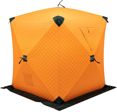 LANNADD Tragbare Freistehende Zelte, Zelt Zum Eisfischen Im Freien Ultraleicht-Trekkingzelt, Isoliertes Eisfischerzelt 1-2-Personen-Zelt Zum Eisfischen Geeignet für Wandern Angeln - Orange