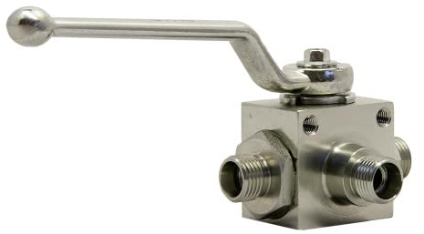 3-Wege Kugelhahn mit Außengewinde (leichte Ausführung) und L-Bohrung, ValCon® Anschluss 10L (M16x1,5)