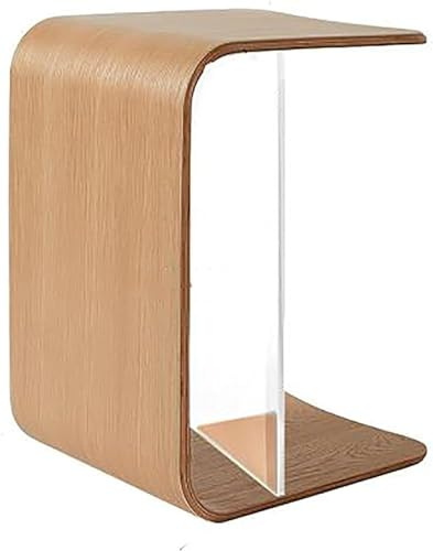 U-förmiger Beistelltisch, Naturholzkante, C-förmiger Beistelltisch für Couch und Bett, Sofa, Laptop, Beistelltisch für Wohnzimmer und kleine Räume, Nachttisch für Schlafzimmer (Größe: 40 x 45 x 60 cm,