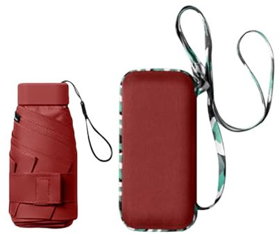 QUINTRA Mini-Reise-Sonnenschirm für Geldbörse mit Etui, Kleiner kompakter Regenschirm, leicht, tragbar, Winddicht, für Damen, Herren, Outdoor-Zubehör für unterwegs (G, one Size)