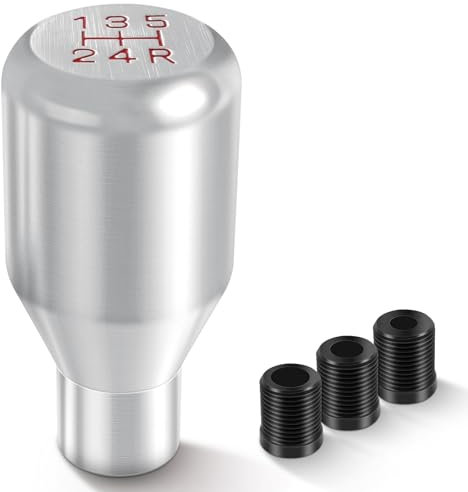 DREAMIZER Pomo de Cambio, Adaptador de Palanca de Cambios Universal de 5 Velocidades, Pomo de Palanca de Cambios de Metal Manual con 3 Adaptadores de 8mm, 10mm y 12mm