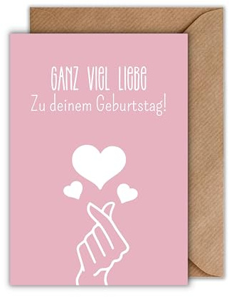 WBdesignz Geburtstagskarte mit Umschlag - süße Geschenkkarte “Ganz viel Liebe zu deinem Geburtstag!” herzliche Glückwunschkarte Liebesgruß an Freunde Freundschhaft (DIN A6)