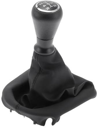 INFINAUTO Pommeau Vitesse 5 Vitesses Avec Soufflet Pour Peugeot 206 05-08 | Ergonomique, 5 Vitesses, Manuel, Pour Peugeot 207 2008-2013, Plastique, Simili Cuir, Noir, Accessoire Non-OEM