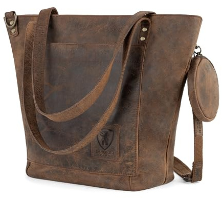 Berliner Bags Schultertasche Verona, Shopper aus Leder | Große Henkeltasche & Umhängetasche aus Echtleder für Damen, YKK-Reißverschluss & verstellbarer Schulterriemen