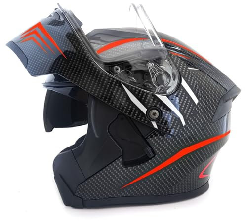Motorradhelm Klapphelm Motorrad Integralhelm Für Damen Herren Mit Doppelvisier Modularer Motocross Helm Sturzhelm DOT/ECE Zertifiziert Flip Vollvisierhelm Für Erwachsene 8,XL:61-62CM