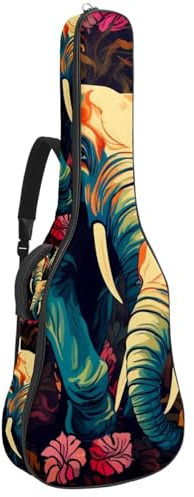 Gigbag für Akustikgitarre, groß, 101,6 cm, 101,6 cm, wasserdicht, mit schützender Schwammschicht, bunter Elefant, mehrfarbig, 42.9x16.9x4.7 in, Gitarrentasche