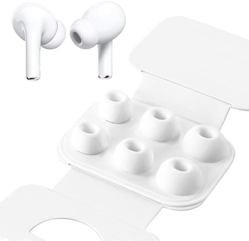 3 Paires Embouts pour AirPods Pro et AirPods Pro 2 avec Trou de Réduction du Bruit, Blanc Bouchons d'oreille de Remplacement en Silicone Souple Antidérapant (S/M/L)