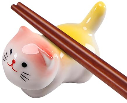 Mlllokfki Essstäbchen-Ablage für Essstäbchen, niedliche Katze, Halterung für Essstäbchen, Ablage und Halterungen für Essstäbchen, Ornamente für Stäbchen, Ornamente für Katzen