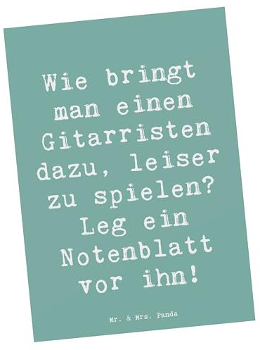 Mr. & Mrs. Panda Postkarte Spruch Gitarren Trick - Geschenk, Gitarre spielen, Ansichtskarten, Grußkarte, Musikliebhaber, Notenblatt, Klänge,