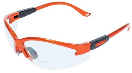 Spits Cougar Bifocal Safety Glasses with Magnifier 23 Limited Edition Frame Color Options (Frame Color: Solar Orange, Magnifier: 1.50)