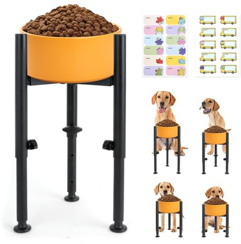 Zoyiancy Elevated Dog Bowl Stand, High Dog Bowl Stand, 4 Adjustments Heights, Fit 5-10 Wide Single Elevated Dog Food Water Bowls Holder, Raised Dog Bowls Stand for Large Medium Sized Dogs