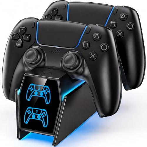 PS5 Controller Charger Station Compatible with PlayStation 5 Faceplates Edge & Dual Controller, 9 Lightings PS5 Accessories Charging Station, PS 5 Dock Stand with LED for Sony for PlayStation Consoles