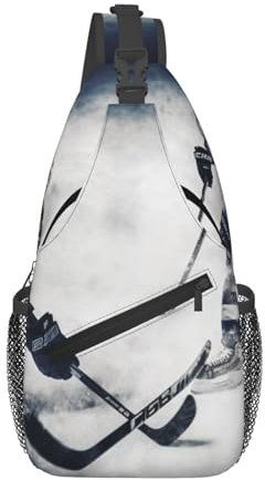 Sling-Taschen für Damen und Herren, Eishockey-Stil, verstellbarer Gürtel, Bauchtasche, Bauchtasche für Reisen, Sport, Laufen, Wandern, Hüfttaschen, Schwarz, Einheitsgröße