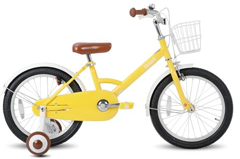 STITCH Little Wizard 45 cm barncykel för 6–9 pojkar och flickor, 45 cm flickcykel med stabliser och korg, gul