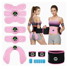 iWarmbase Electrostimulateur Musculaire, Abdos Musculation Appareil, 6 Modes et 19 Intensités Ceinture Musculation Electrostimulation, pour Abdos/Bras/Jambes/Fesses,Homme Femme