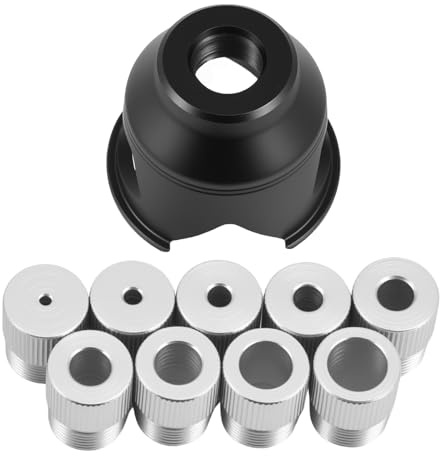 Woodworking Center Finder Kit Aluminium Alloy Drill Guide Locator for Vertical Hole Drilling Punch Locator Drill Guide with 9 Pcs 2 to 10 mm Drilling Bushings for Home Improvement Woodworking(Black)