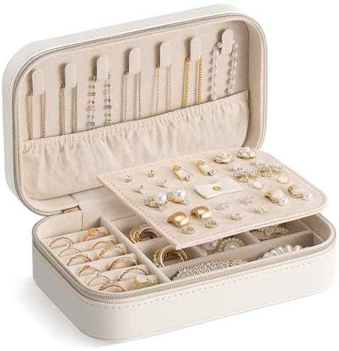 Lolalet Reise Schmuckkästchen Schmuckaufbewahrung Schmuck Reiseetui (M) | Schmuck organizer Tragbarer Schmuckorganisator mit Aufbewahrungsbeutel für Ohrringe Halsketten Armbänder Ringe