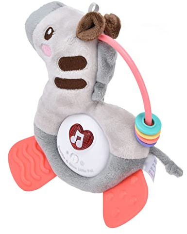 Fdit Juguete de Dentición de bebé de Peluche Iluminado con Música, Lindo Diseño Animal para el Desarrollo, 3 Baterías LR44 Incluidas, Ideal para Cochecitos (GRAY)