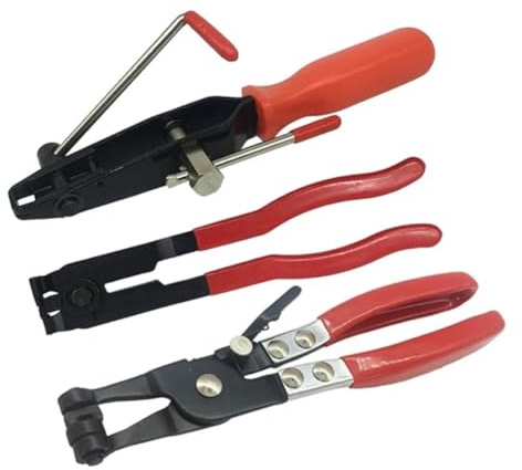 Opatiny Lot de 3 pinces professionnelles de type oreille avec coupe-liquide de refroidissement et colliers de serrage pour tuyau de carburant, pour acier robuste, rouge