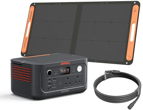 Jackery Solar Generator 500 v2 with 100W Solar Panel & 5m Extension Cable | 0.5kWh LiFePO4 Portable Power Station with Foldable Handle, 500W AC Output , <10ms UPS Backup for Outdoors, Home and Office