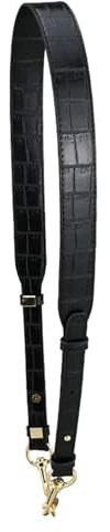Leather Shoulder Strap Leather Wide Bag Cross Pattern Black Ostrich Adjustable Shoulder Cross-Body Strap Accessory(Black 1,Black Hanger)