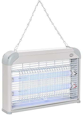 Outsunny Lámpara Anti-Mosquitos Lámpara Matamoscas Eléctrica Lámpara Anti-Insectos 20W Área 60m² Seguro y Eficaz con Luz UV para Exterior e Interior