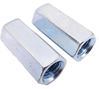 2pcs M12 x 1.75 x 38mm Long Rod Coupling Hex Nut Connector Zinc Plated