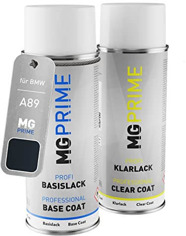 MG PRIME Autolack Set Spraydose für BMW A89 Imperialblau Brillanteffekt +1K | Imperial Blue Metallic, Set aus Basislack + Klarlack, Sprühdosen 400ml