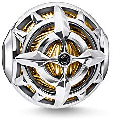 Thomas Sabo Dam Bead kompass svart Karma Beads 925 sterlingsilver K0335-641-11, Sterlingsilver, Kubisk zirkonia