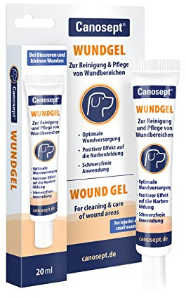 Canosept Gel Cicatrisant pour Chiens 20ml - Pommade cicatrisante pour chiens - Nettoyage & soins des zones de plaies - Traitement optimal des plaies - Antiseptique Gel - Utilisation sans stress