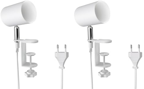 ledscom.de 2x Klemmleuchte WAIKA, Schalter, weiß matt, 1x GU10 max. 15W
