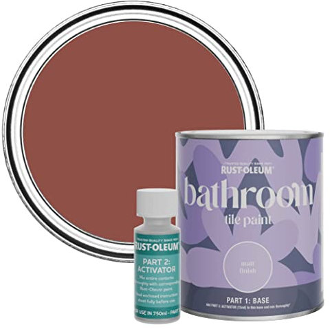 Rust-Oleum Red Water-Resistant Bathroom Tile Paint in Matt Finish - Fire Brick 750ml