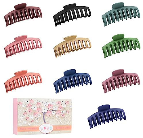 Wolfway 10 Colors Hair Big Claw Clips 4 Inch Matte Nonslip Large Hair Clamps Fit Thin Hair and Thick Hair