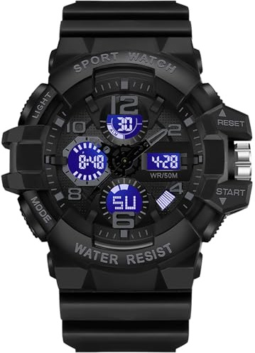 findtime Digitaluhr Herren Uhren Militär Armbanduhr Herren Sport Digital Analog Uhr Outdoor Stoppuhr 50m Wasserdicht Sportuhr mit Zwei Zeitzonen Licht Wecker Tactical Watch Männer Jungen