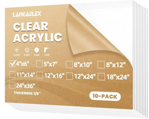 Langaelex 10er Set Acrylglas Platten Transparent 10x15cm 3mm für Glasersatz | Acrylplatten GS Zuschnitt nach Maß für Laserschneiden, Vitrine, Schaukasten