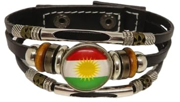 Generisk Rojava kurdistans flagga, kurdisk flagga, läder, svart, justerbar längd, traditionell, patriotisk, Verstellbar, Läder