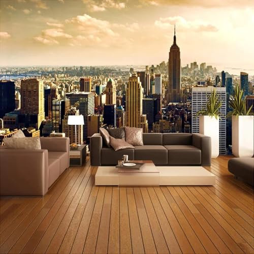 MIXUEXUNLU 3D Photo Wallpaper Living Room Sofa tv Background Wall Mural Wallpaper City Building Home Decoration