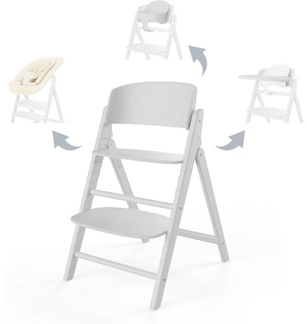 CYBEX Guld CLICK & FOLD Barnstol 4in1 set, växer med barnet, från födseln till 99 år, inkl. Guld babysitter Nest, babyset och bricka, Bok/Bomull/Plast, All White